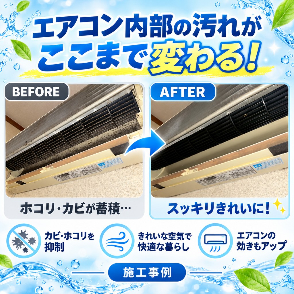 【練馬区南大泉】エアコン分解洗浄｜熱交換器・送風ファン周辺の汚れを洗浄