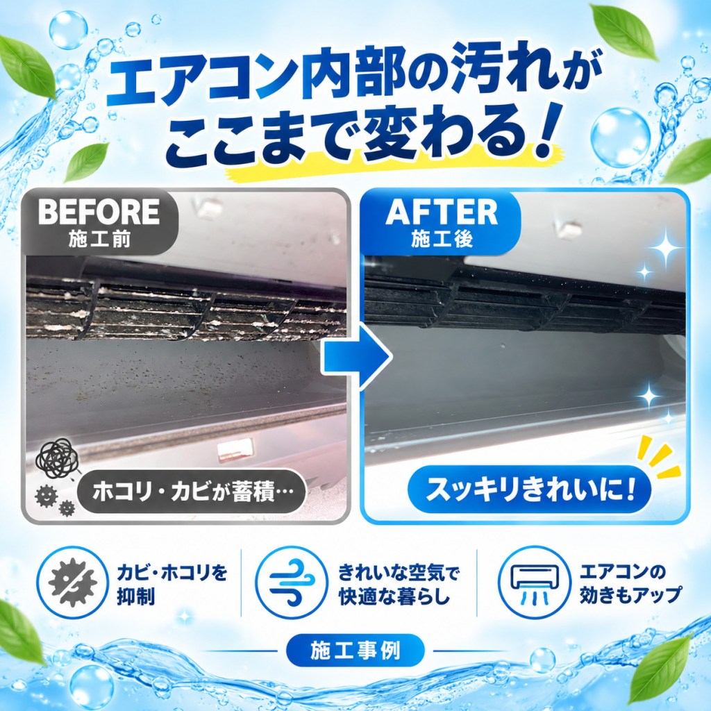 【練馬区東大泉】エアコン分解洗浄｜吹き出し口・送風ファン周辺の汚れを洗浄