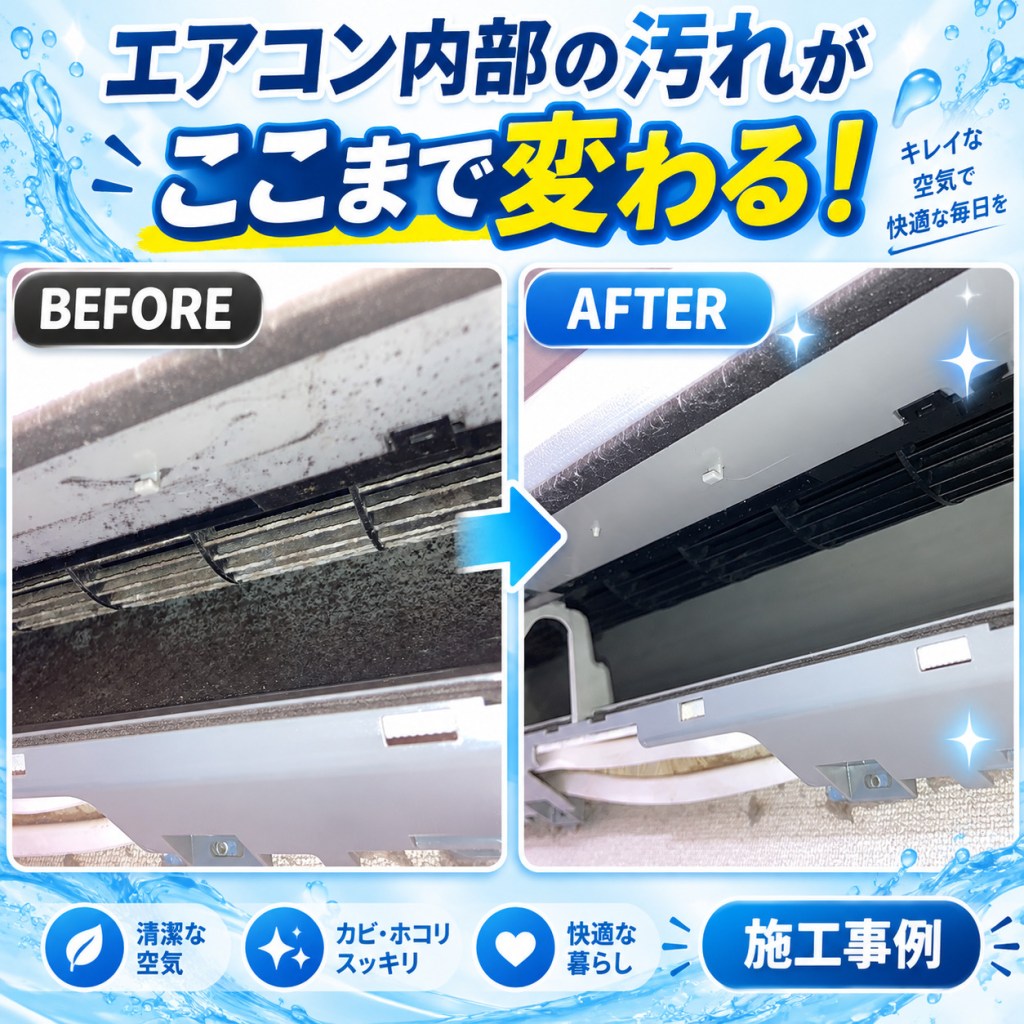 【西東京市栄町】エアコン分解洗浄｜吹き出し口・送風ファン周辺の汚れを洗浄