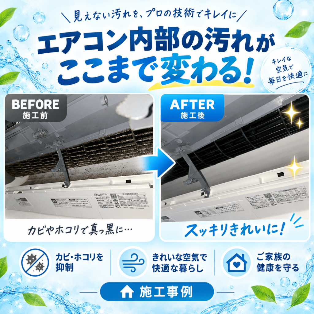 【練馬区関町北】エアコン分解洗浄｜送風ファン・吹き出し口内部の汚れを洗浄